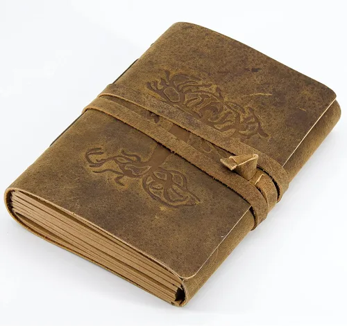 Miniatura 11 de Diario de cuero para mujeres y hombres en relieve de 8 x 6 pulgadas, hecho a mano, papel para manualidades, cuaderno de la madre tierra, cuaderno