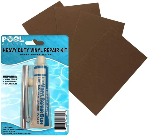 Miniatura 23 de Kit de parches de reparación de vinilo resistente Pegamento adhesivo de cemento de vinilo y parches de colores para inflables, barcos, balsas