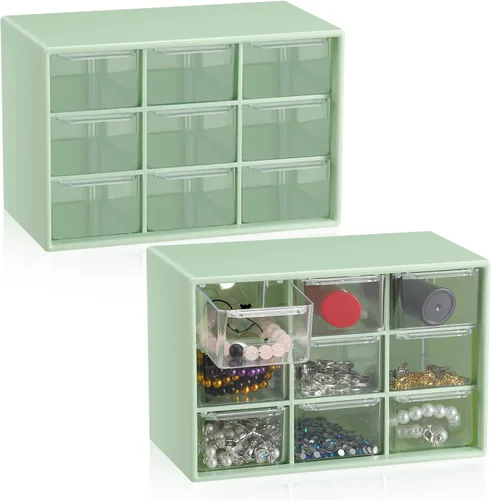 Miniatura 16 de Wenqik 2 Piezas Mini Cajones de Almacenamiento Organizador de Caja de Herramientas para Maestros con 9 Cajones Transparentes Pequeño Organizador
