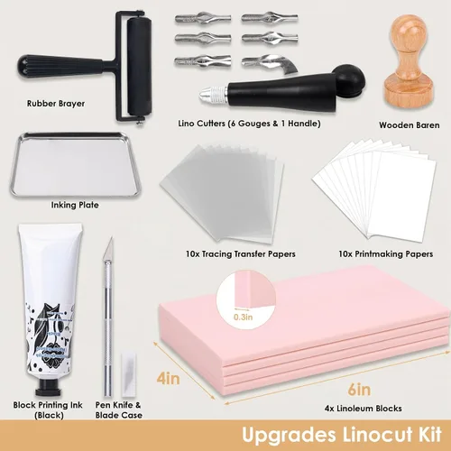 Miniatura 2 de Kit de Linocut para principiantes con bloques de linóleo para impresión y herramientas de Linocut, regalo de arte para adultos y adolescentes