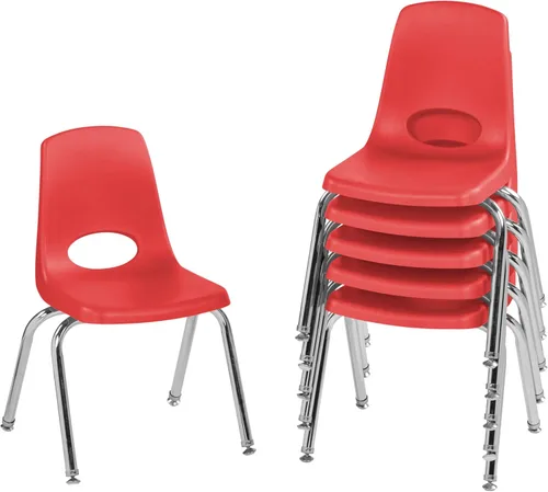 Miniatura 15 de FDP 16" Silla apilable escolar, silla de estudiante apilable con patas de acero cromado y ruedas; para aprendizaje en casa o en el aula - Gris claro