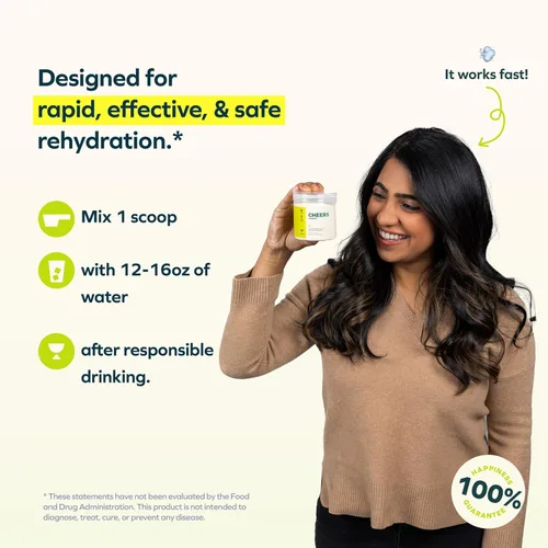 Miniatura 2 de Cheers Hydrate Solución de rehidratación oral Electrolitos para una hidratación rápida Sabor a lima limón 12 porciones Suplemento
