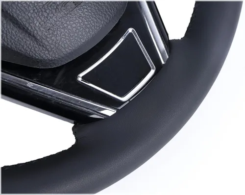 Miniatura 4 de Hand-Stitched Black Leather Car Steering Wheel Cover, for Mercedes-Benz GL350 ML350 Ceed Cerato DIY Breathable Steering Wheel Covers Blue Thread