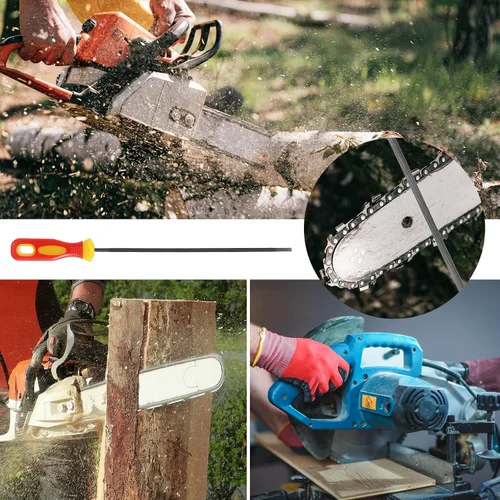 Miniatura 6 de PATIKIL Lima afiladora de cadena de motosierra, paquete de 3 afiladores de sierra de cadena redonda de 5/32 pulgadas (0.157 in) con mango