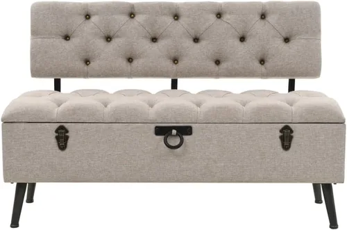 Miniatura 11 de Banco de almacenamiento de abeto de madera maciza para dormitorio, sala de estar, extremo de la cama, 43.3 x 15.7 x 19.7 pulgadas