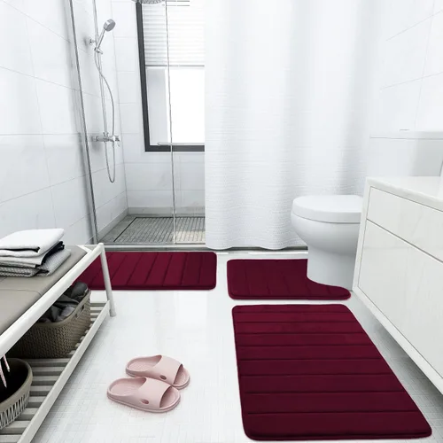Miniatura 7 de Buganda - Tapete de espuma viscoelástica para baño con contorno en forma de U, antideslizante, absorbente, grueso, suave, lavable, para base