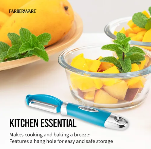 Miniatura 3 de Farberware Euro Peeler, un esencial de cocina para pelar rápida y fácilmente productos, chocolate, quesos y más, cuenta con agujero para colgar