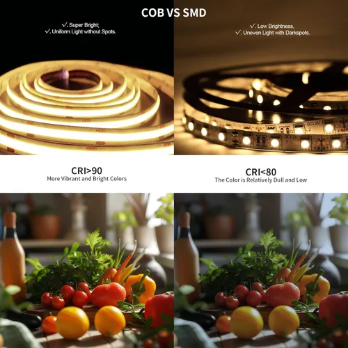 Miniatura 4 de COB - Tira de luz LED de 40 pies/39.4 ft (1 rollo), blanco cálido, 3000 K, alto lumen, CRI 90+ con adaptador de corriente con certificación UL