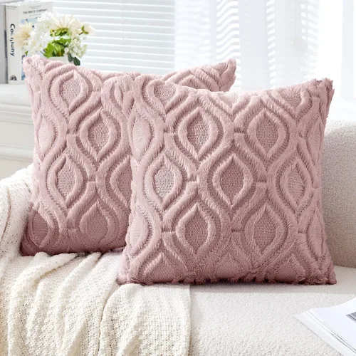 Miniatura 42 de MIULEE - Juego de 2 fundas de almohada de lana sintética suave y afelpada, fundas decorativas de estilo bohemio para sofá, sala de estar, cama, 18 x