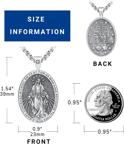 Miniatura 37 de Eusense Saint Necklace Sterling Silver 925 Protection Jewelry for Men Women Patron St Medals Amulet Pendant