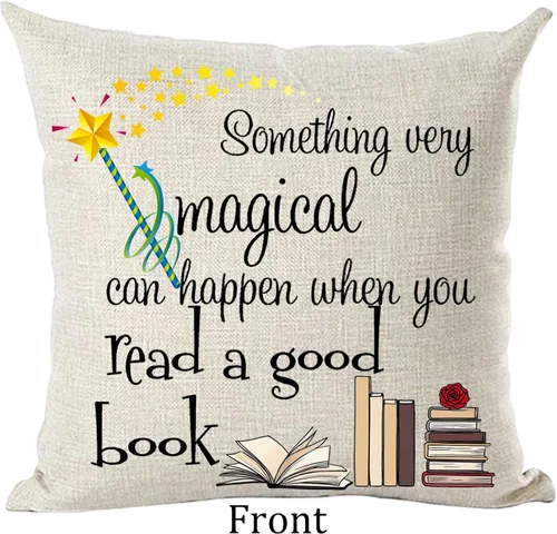 Miniatura 2 de Ramirar Funda de almohada decorativa con texto en inglés "Something Very Magical Can Happen When You Read A Good Book Star Decorativa", funda