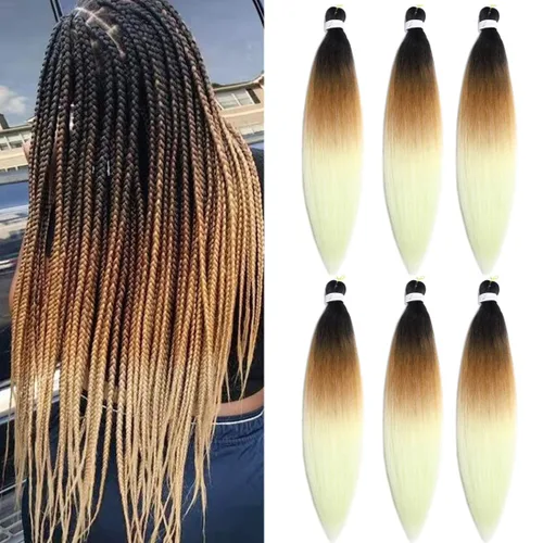 Miniatura 54 de Extensiones de cabello trenzado morado preestiradas, 20 pulgadas, 2 piezas de cabello sintético trenzado para niñas y mujeres, fiesta, disfraz