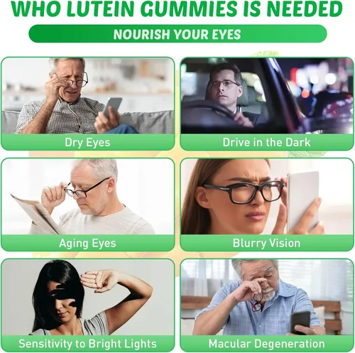 Miniatura 3 de Suplementos de luteína y zeaxantina, gomitas con astaxantina y extracto de arándano, vitaminas oculares con omega-3, vitaminas A, C, E, D3 y zinc