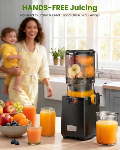 Miniatura 9 de LINKChef Exprimidor de prensa en frío – Exprimidor de 250 W, canal de alimentación grande de 5.12 pulgadas para frutas y verduras enteras