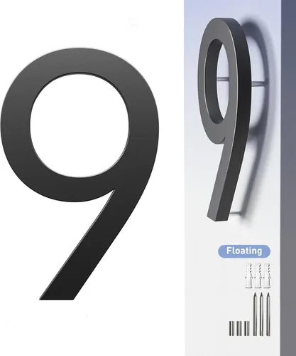 Miniatura 12 de Números de Casa para Exterior Número de Dirección - 7 Pulgadas Número de Casa Moderno de Metal Negro 6, Números de Puerta Flotantes Grandes 3D
