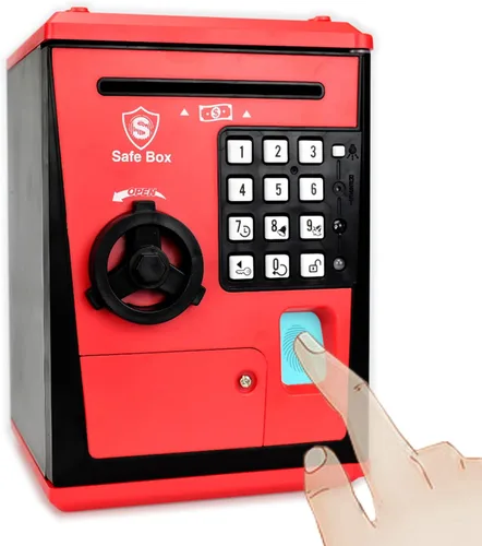 Banco seguro para niños, alcancía con contraseña y bloqueo de huellas dactilares, banco de dinero de voz, regalo genial y educativo para niños y