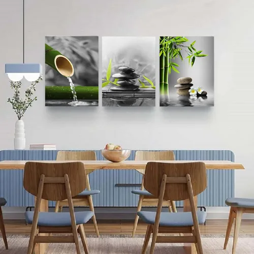 Miniatura 2 de Yxbhhym - Arte de pared de baño en blanco y negro, gris, verde, decoración de habitación, póster zen, lienzo, ilustraciones zen para spa, sala