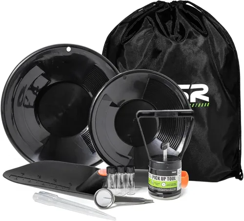 ASR Outdoor Kit De Pan De Oro Herramientas De Prospección De Fiebre De Oro Accesorios 10pc - Negro