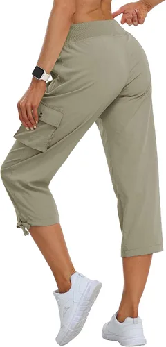 Miniatura 3 de MoFiz Pantalones cargo capri de senderismo para mujer, ligeros, de secado rápido, atléticos, viajes, casuales, holgados, cómodos, bonitos bolsillos