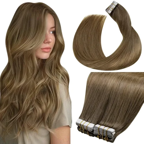 Miniatura 34 de LaaVoo - Extensiones de cabello humano Remy adhesivas con cinta invisible, cabello negro natural, extensiones de cabello para mujeres de color, 20