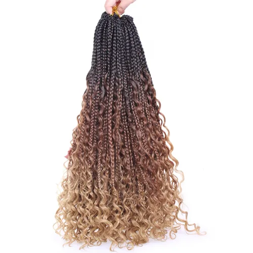 Miniatura 24 de Beverlee Goddess Box - Trenzas de ganchillo de 8 pulgadas, 8 paquetes de trenzas de ganchillo bohemias, extremos rizados, pelo sintético rizado