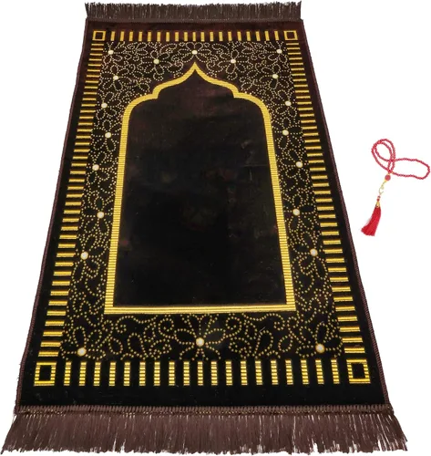 Miniatura 24 de Alfombra de oración – Alfombra turca Janamaz Sajada de felpa suave para hombres y mujeres, alfombrilla de oración lisa y sólida, regalo de Ramadán
