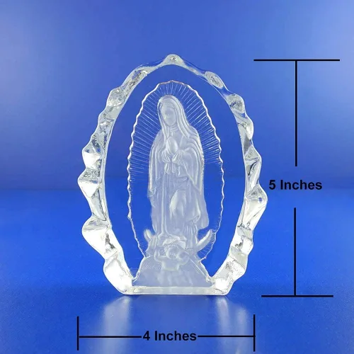Miniatura 2 de Nuestra Señora de Guadalupe La Santísima Virgen Estatua de Cristal Estatua Religiosa 5