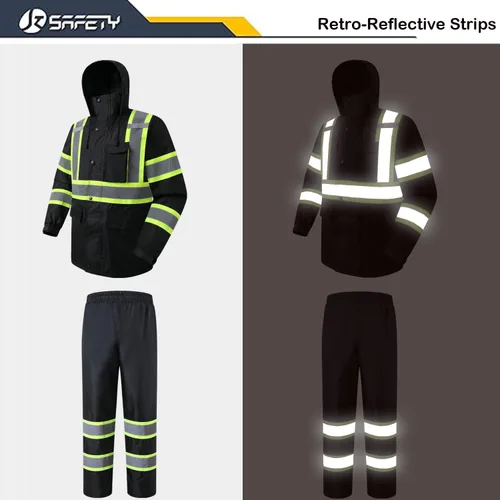 Miniatura 2 de JKSafety Chaqueta y pantalones reflectantes de alta visibilidad para lluvia, impermeables para hombres y mujeres, equipo de lluvia para agricultura