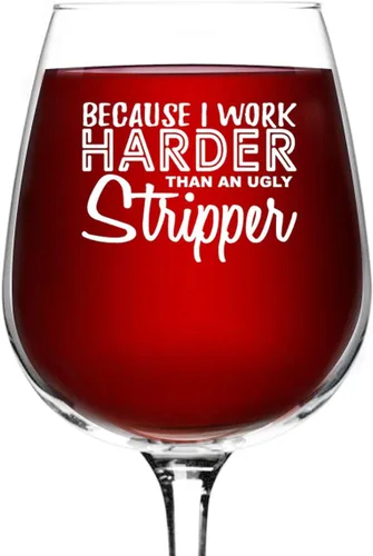 Miniatura 3 de Copa de vino Work Harder Than A Stripper (12.75 onzas), regalo de vino novedoso para mujeres, frases divertidas, regalo de cumpleaños único, regalo