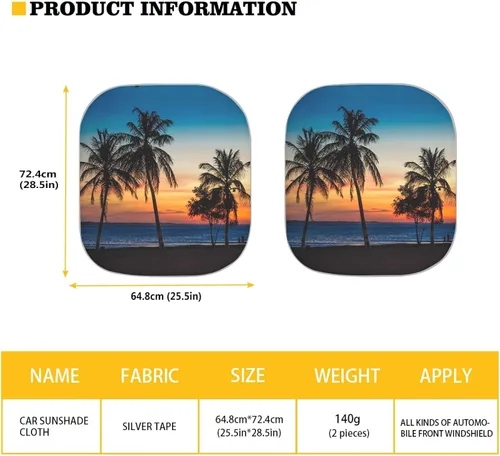 Miniatura 3 de Parasol para parabrisas de automóvil con estampado de playa tropical, protección universal para proteger el interior del automóvil, bloquea