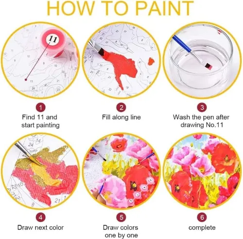 Miniatura 5 de SKMN Kit de pintura por números para niños sobre lienzo, león animal de acuarela, paisaje abstracto de bosque de montaña, pintura por números