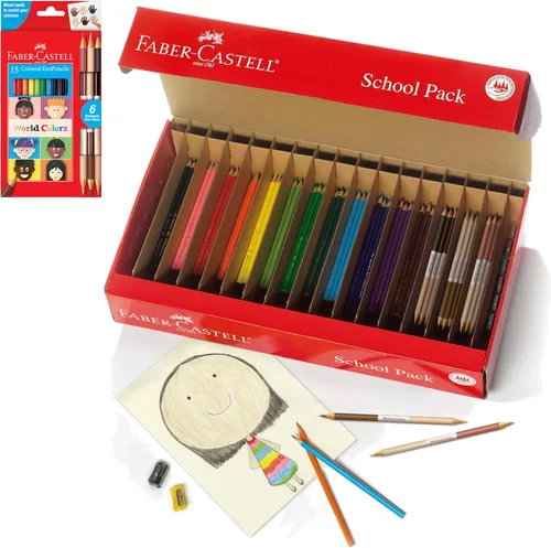 Faber-Castell World Colors - Paquete escolar de lápices de colores, lápices de colores tradicionales y de tono de piel, 300 lápices de colores y 12