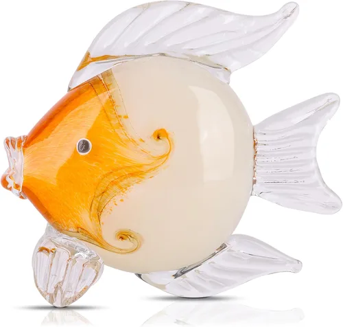 Miniatura 8 de Figuras grandes de cristal de peces de vidrio soplado a mano, estatua y escultura de peces para decoración del hogar, pisapapapeles de cristal