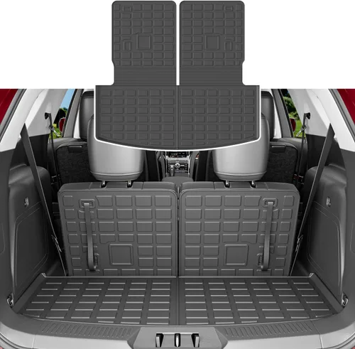 Miniatura 20 de xipoqix Alfombrilla de maletero con respaldo Compatible con forros de carga Jeep Cherokee 2019-2023 de TPE, protector de asiento trasero de repuesto