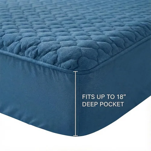 Miniatura 3 de Pangzi Sábana bajera de felpa de franela sólida, aterciopelada, suave, de peso pesado, antideslizante, funda protectora para colchón de cama