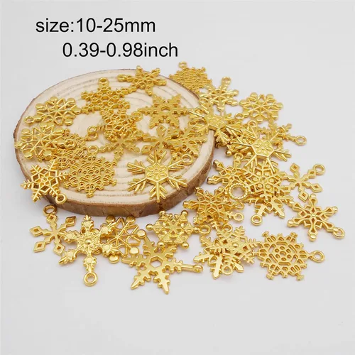 Miniatura 3 de Julie Wang 100 Grams Snowflake Charms for Christmas New Year Jewelry Making Necklace Earring Bracelet Keychain Pendant Craft DIY Finding