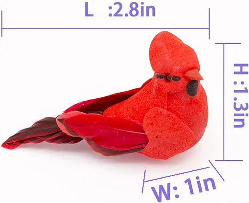 Miniatura 4 de Decoraciones de adorno para árbol de Navidad con clip cardenal – Juego de 12 plumas rojas cada una mide 2.8 pulgadas de largo (A)