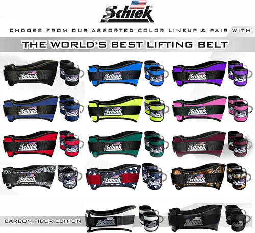 Schiek Sports 1707 Tobilleras - Ideal para golpes de glúteos y entrenamientos de máquina de cable, duraderos y construidos para durar Blanco (Carbon
