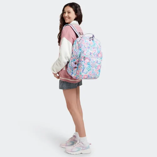 Miniatura 4 de Kipling Seoul - Mochila grande metálica para portátil de 15 pulgadas, Agua (Aqua Flowers)