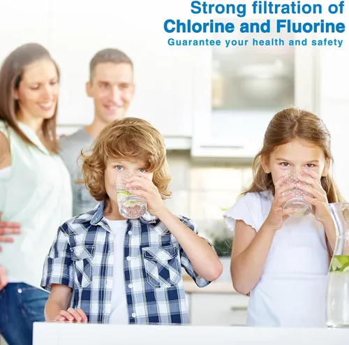 Miniatura 5 de Filtro de agua de repuesto para filtro de agua, para filtros de fluoruro y filtros negros, incluye 4 filtros negros y 4 filtros de fluoruro