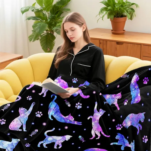 Miniatura 3 de Manta de Gato para Amantes de Gatos, Regalo Suave y Cálida de Franela, Manta de Gatos para Arropar, Regalo para Niñas, Mujeres, Niños, Adultos 50" X