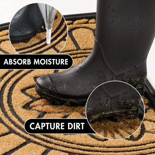 Miniatura 4 de Mibao Tapete semicircular para puerta, tapete antideslizante de bienvenida para entrada, tapetes de goma duraderos, felpudo de bajo perfil Amarillo
