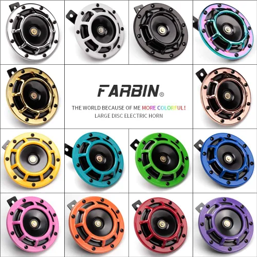 Miniatura 8 de FARBIN Bocina de coche impermeable tono súper fuerte 12V tono alto/tono bajo kit de bocinas gemelas de metal con rejilla protectora