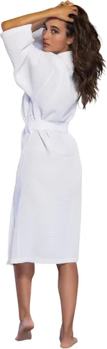 Miniatura 4 de Turquaz Linen Lightweight Long Waffle Kimono Unisex Spa Robes For Women And Men