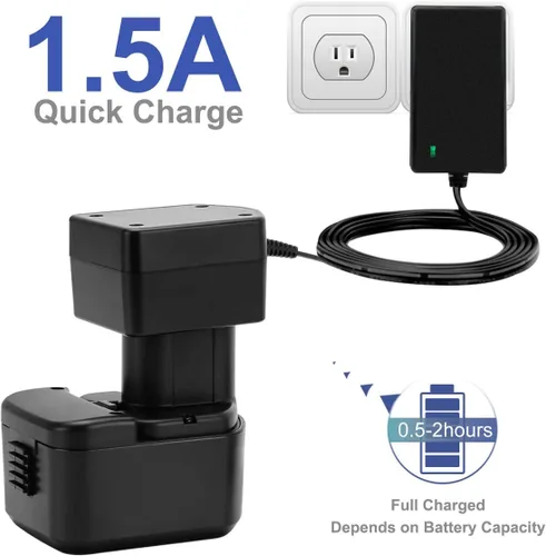Miniatura 3 de Exmate Cargador de batería de 1.2V-18V compatible con batería Hitachi 7.2V, 9.6V, 12V 14.4V 18V Pod Style (no para batería de iones de litio)