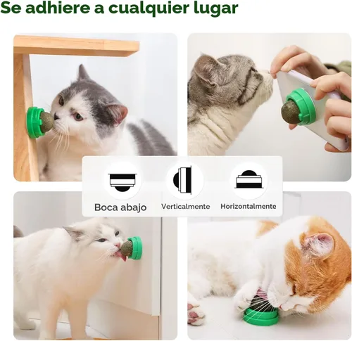 Miniatura 6 de Potaroma Pelotas de juguetes de hierba gatera, 4 unidades, bola energética extra para gatos, juguetes comestibles de vid plateada para gatos lamen