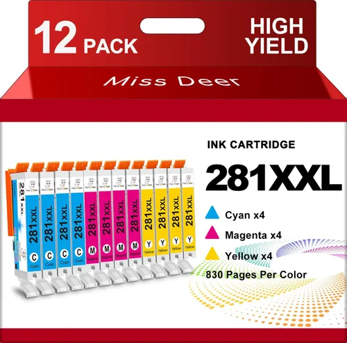 Miniatura 9 de Miss Deer CLI-281XXL Paquete de 6 colores de tinta compatible con cartuchos de tinta Canon 281, funciona para Canon Pixma TS6120 TS8120 TR7520