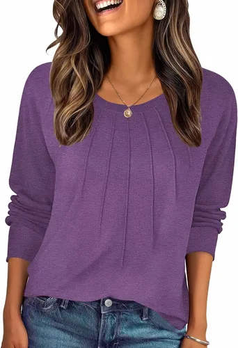 Miniatura 25 de Zeagoo Blusas de otoño para mujer, camisas de manga larga, blusas casuales de algodón, blusas plisadas elegantes 2025