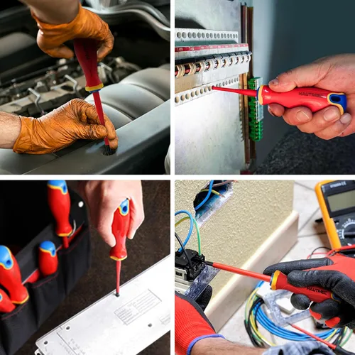 Miniatura 6 de Juego de destornilladores aislados Hautmec, juego de 6 destornilladores para electricistas, certificado VDE y GS 1000V, con puntas magnéticas
