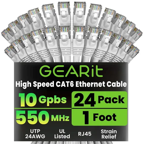Miniatura 17 de GearIT Cable Ethernet Cat 6 de 1.5 pies y 18 pulgadas (paquete de 24) - Cable de conexión Cat6, cable de conexión Cat 6, cable Cat6, cable Ethernet